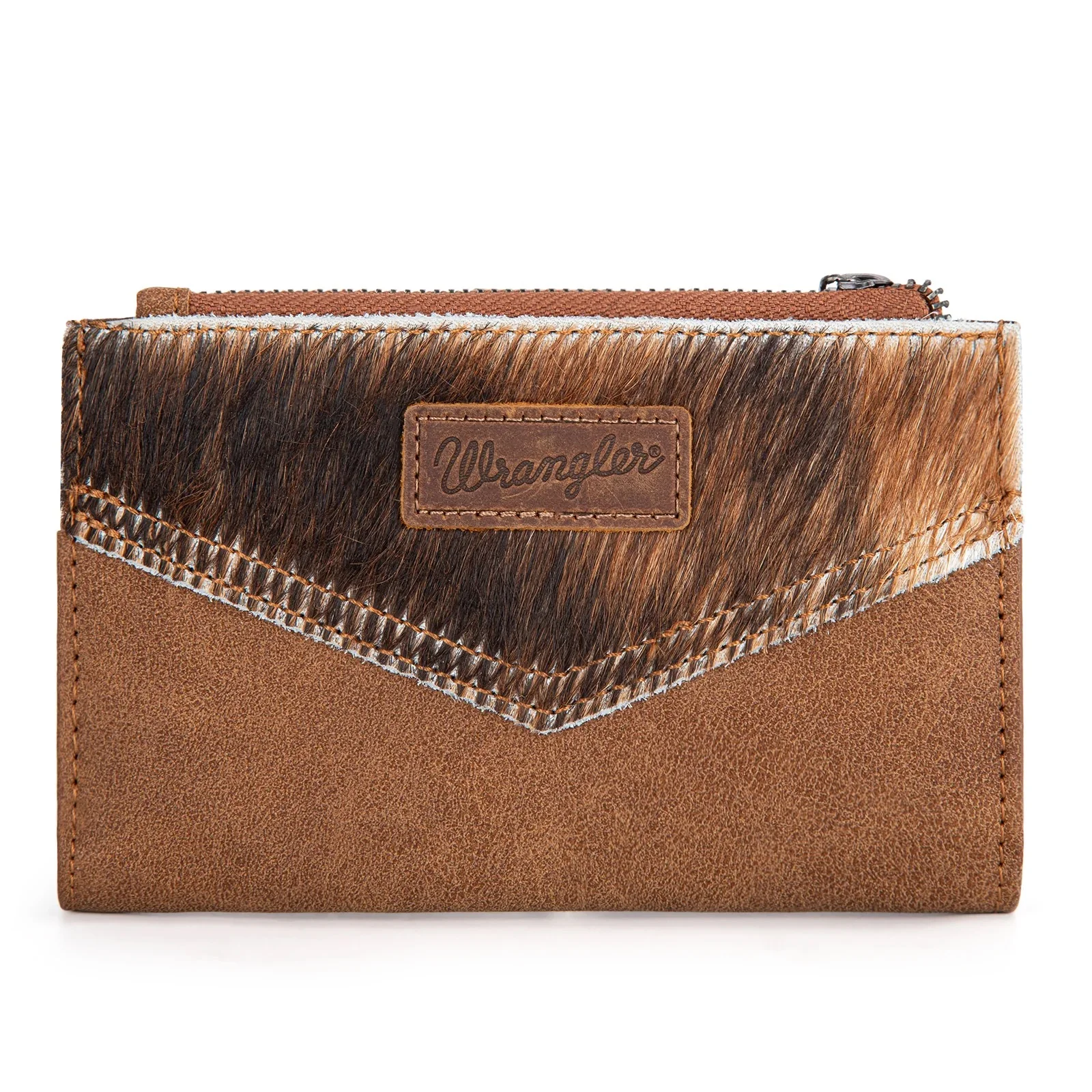 Wrangler Genuine Hair-On Cowhide Card Holder Bi-Fold Wallet - Image 6