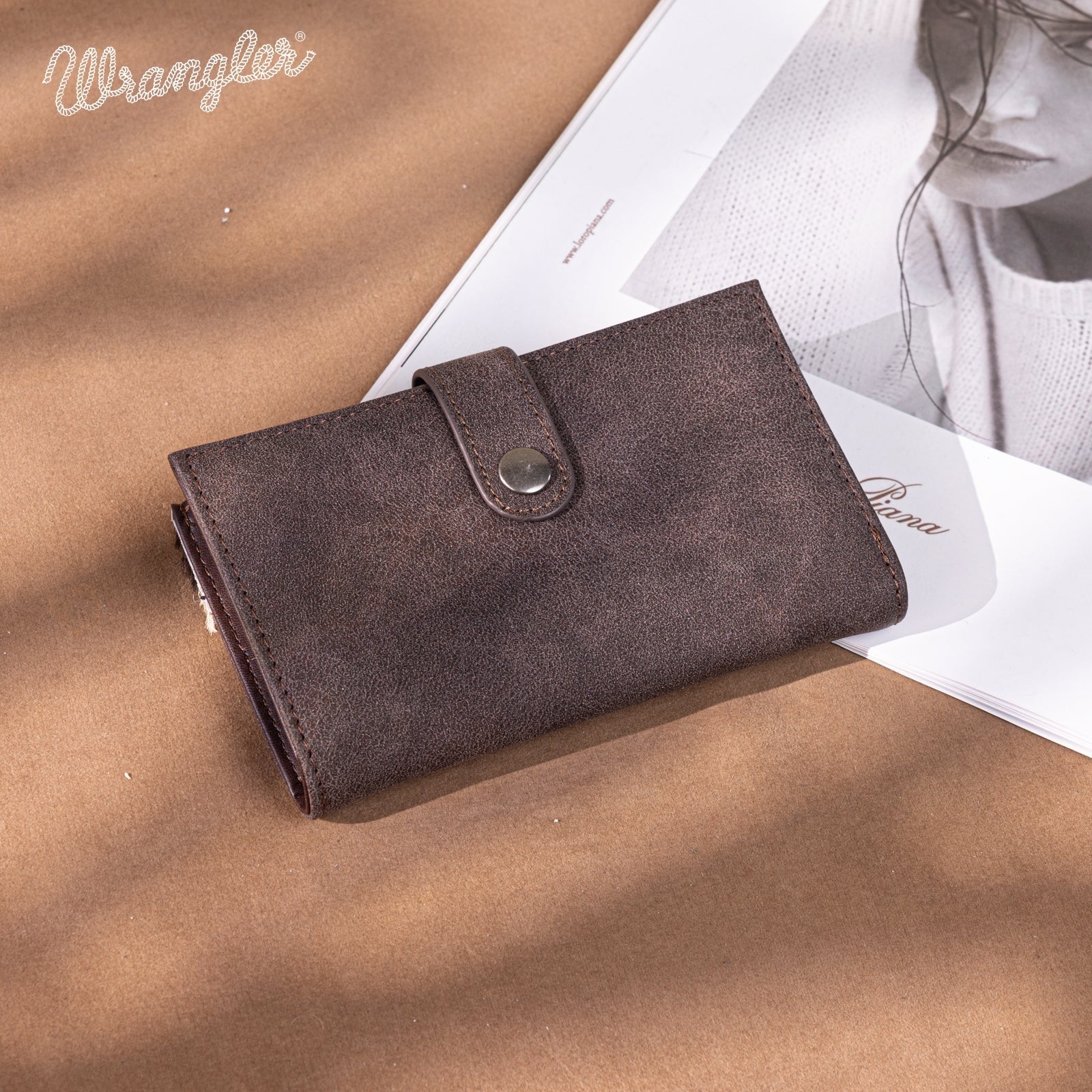 Wrangler Genuine Hair-On Cowhide Card Holder Bi-Fold Wallet - Image 5