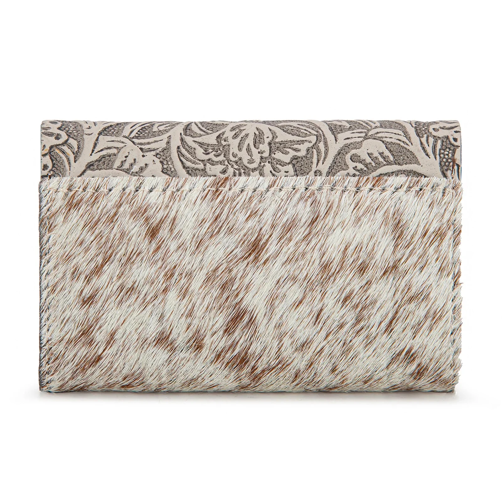 Wrangler Genuine Hair-On Cowhide Floral Tooled Card Holder - Image 5