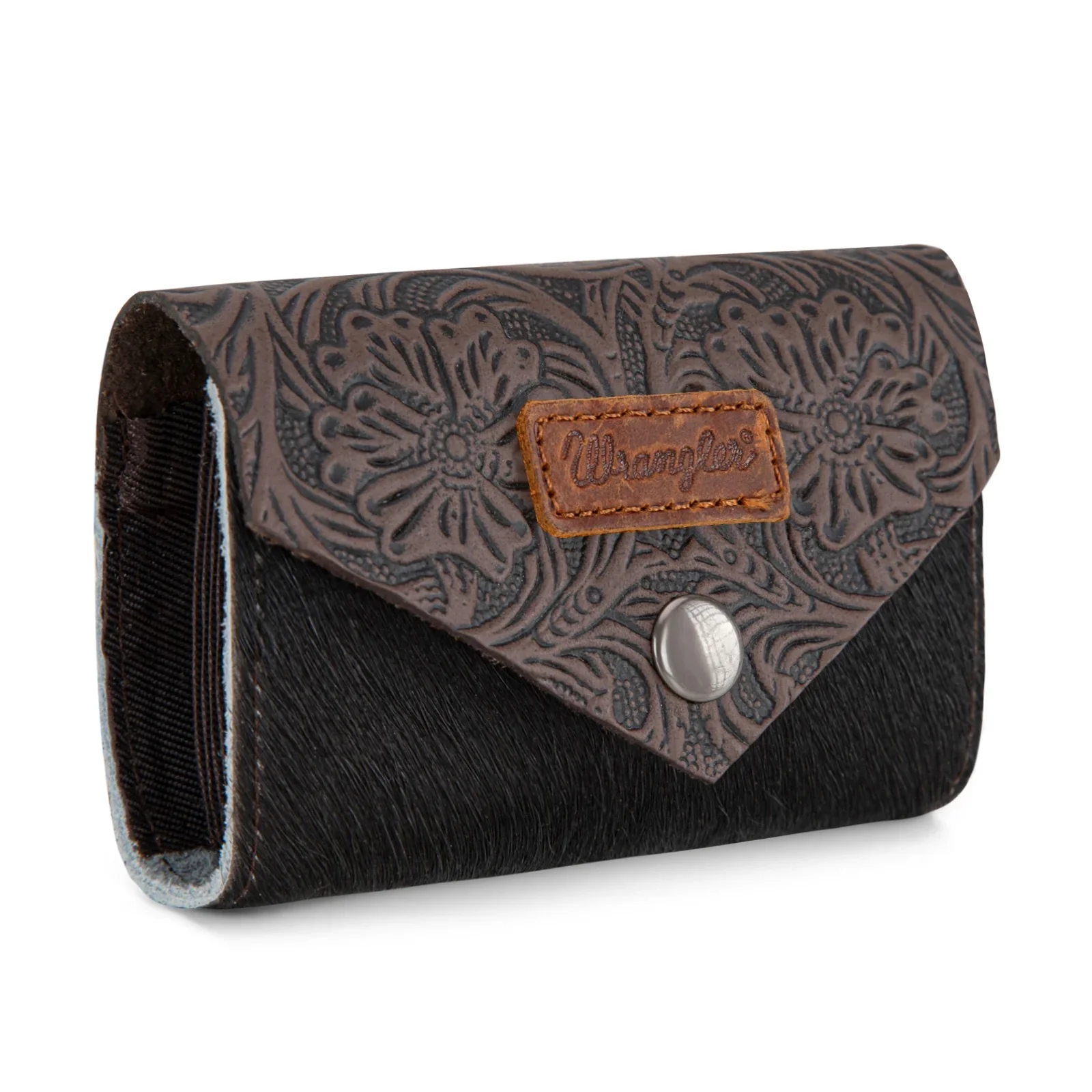 Wrangler Genuine Hair-On Cowhide Floral Tooled Card Holder - Image 5