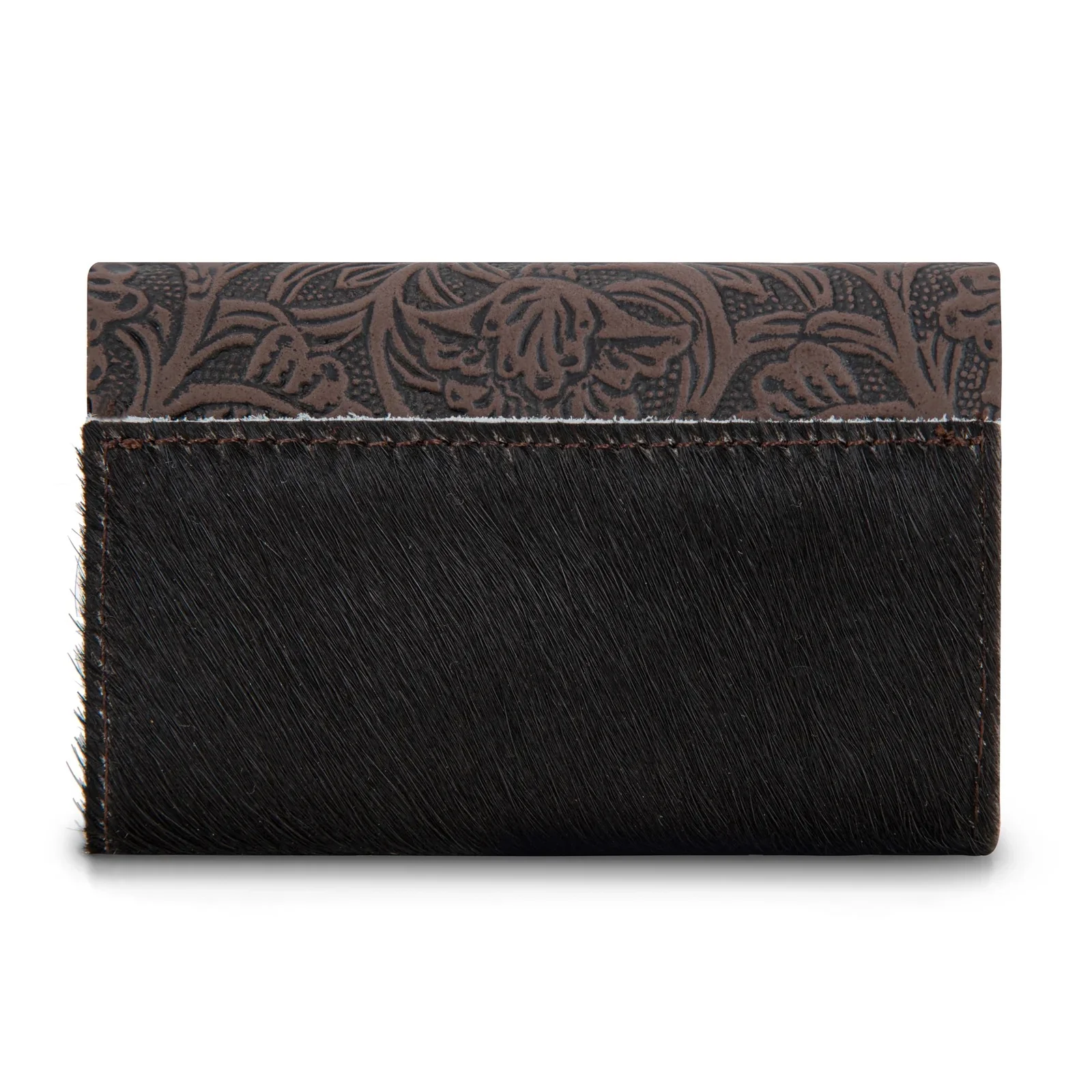 Wrangler Genuine Hair-On Cowhide Floral Tooled Card Holder - Image 7