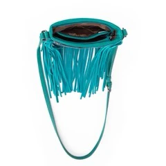 Wrangler Leather Fringe Jean Denim Pocket Crossbody - Image 5