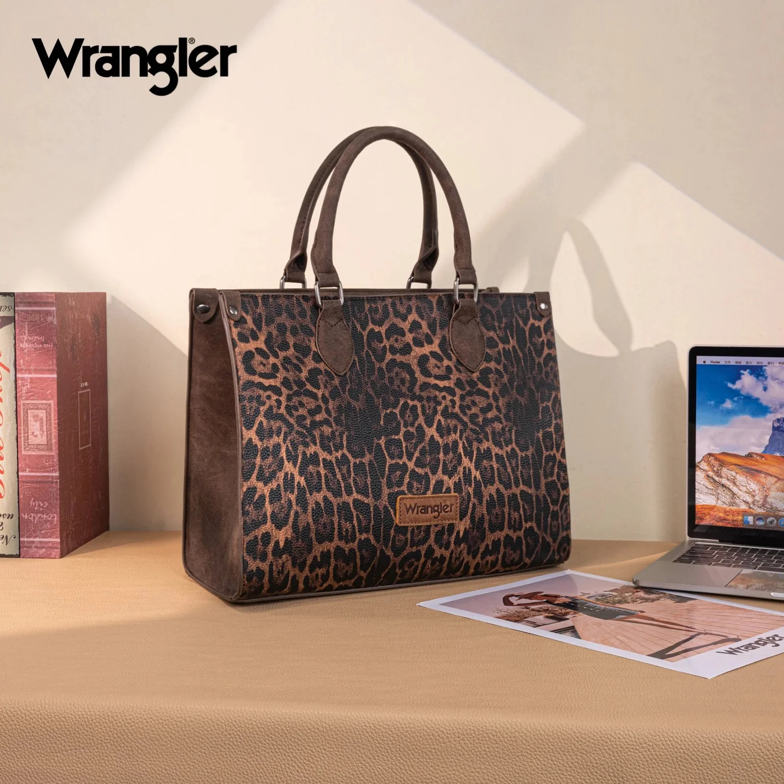 Wrangler Leopard Print Wide Tote Bag/Crossbody