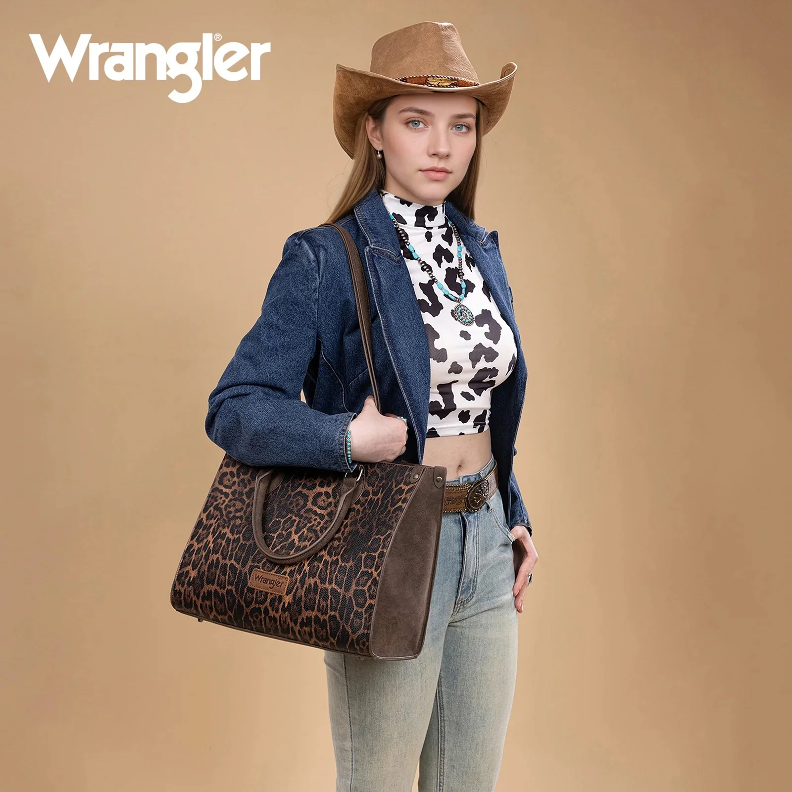Wrangler Leopard Print Wide Tote Bag/Crossbody - Image 7