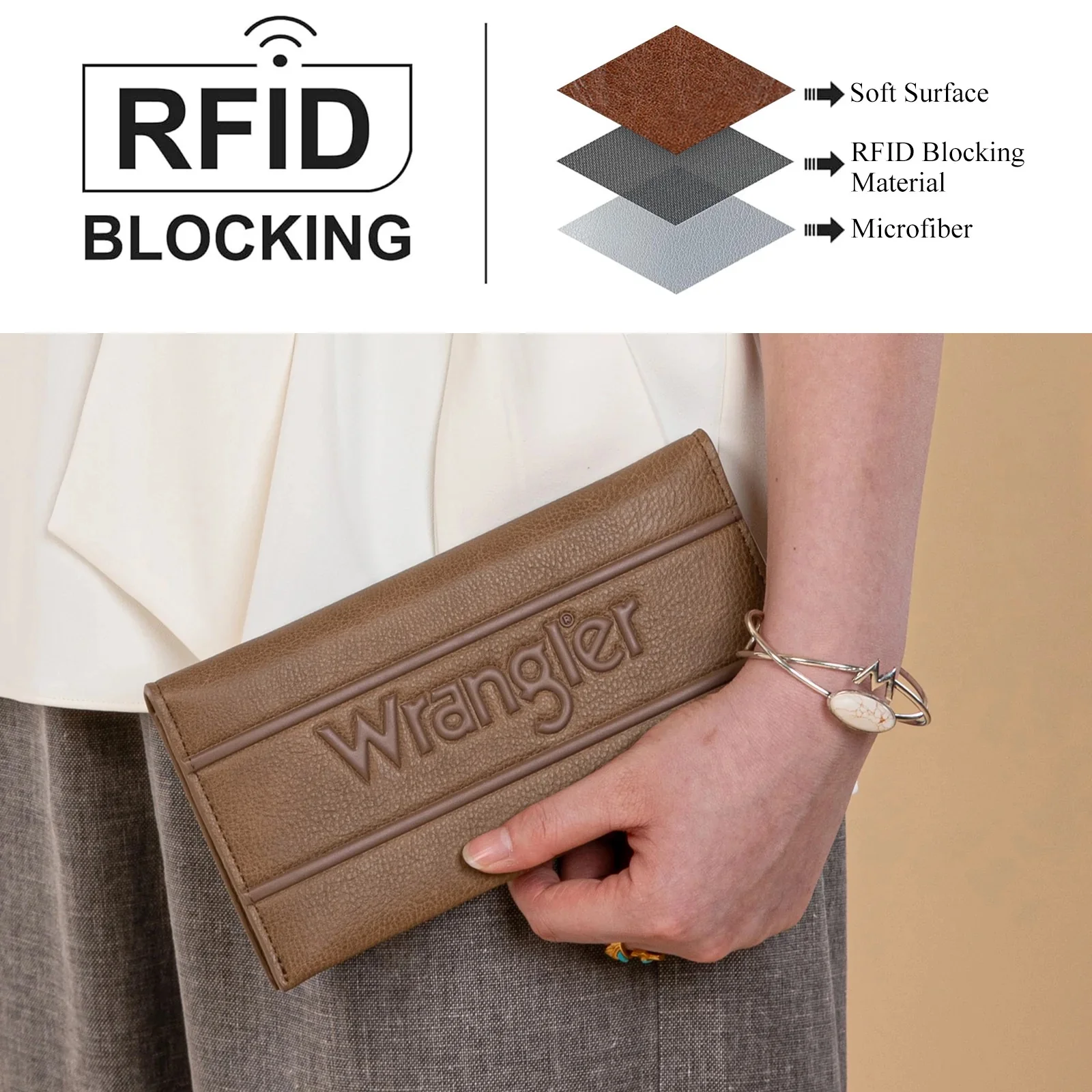 Wrangler Long Wallet with Detachable Zipper Pocket - Image 5