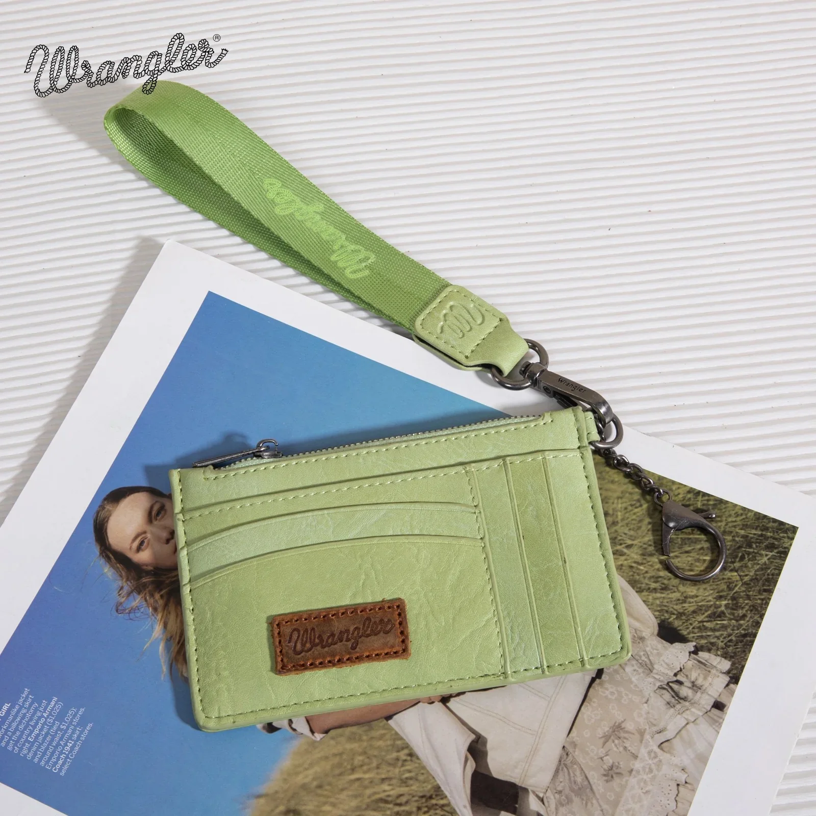Wrangler Solid Color Key Chain Wristlet Card Wallet