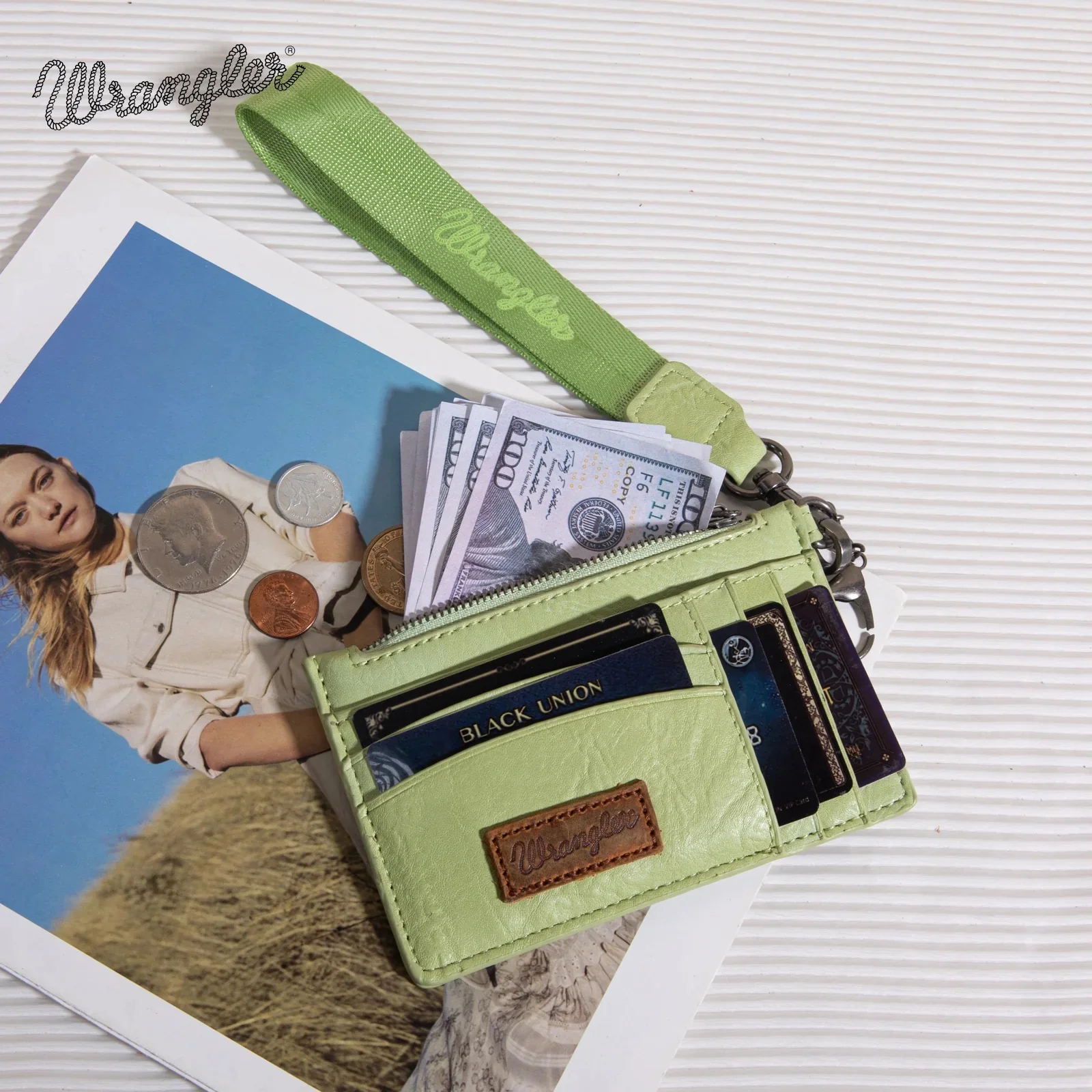Wrangler Solid Color Key Chain Wristlet Card Wallet - Image 3