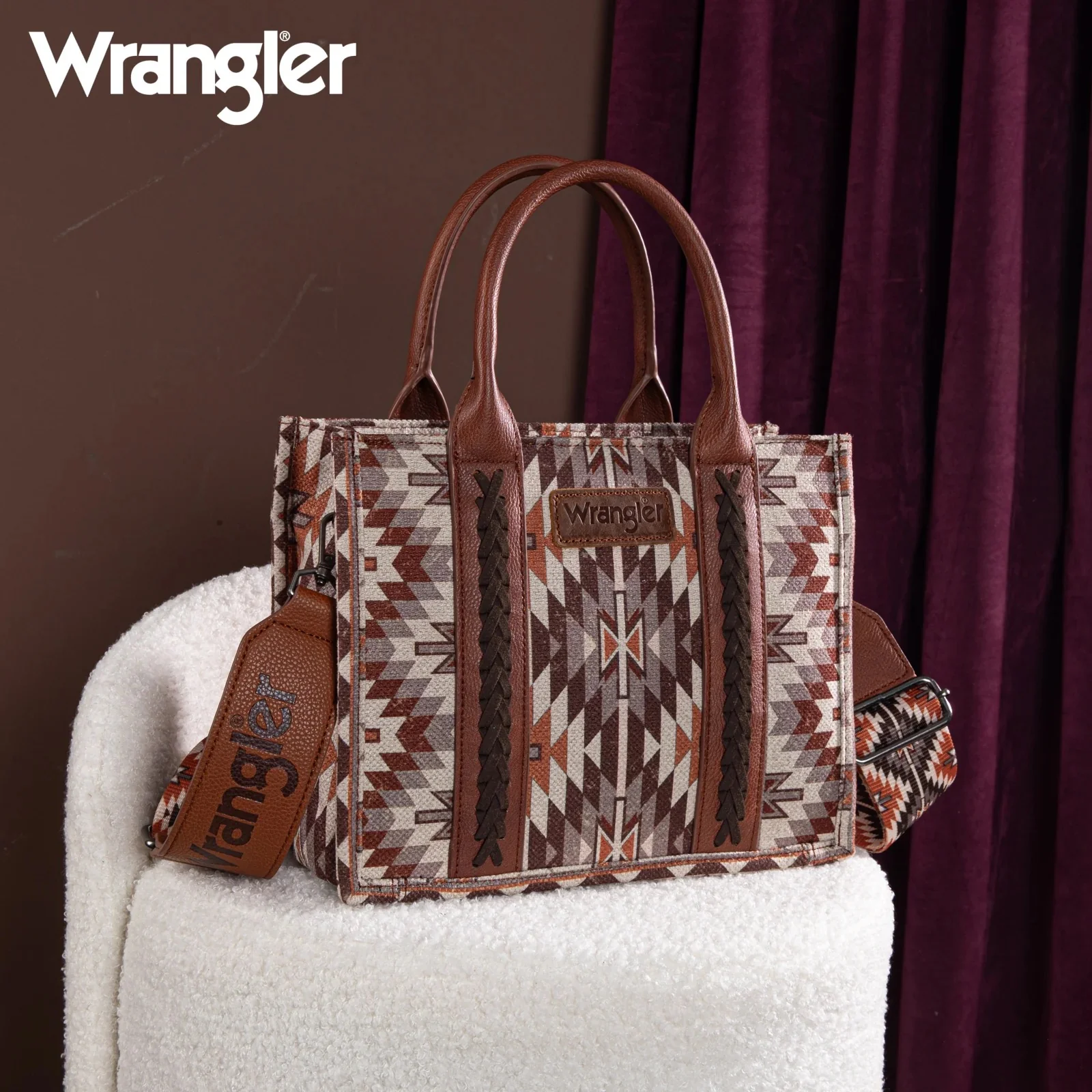Wrangler Southwestern Pattern Dual Sided Print Tote Crossbody - Image 2