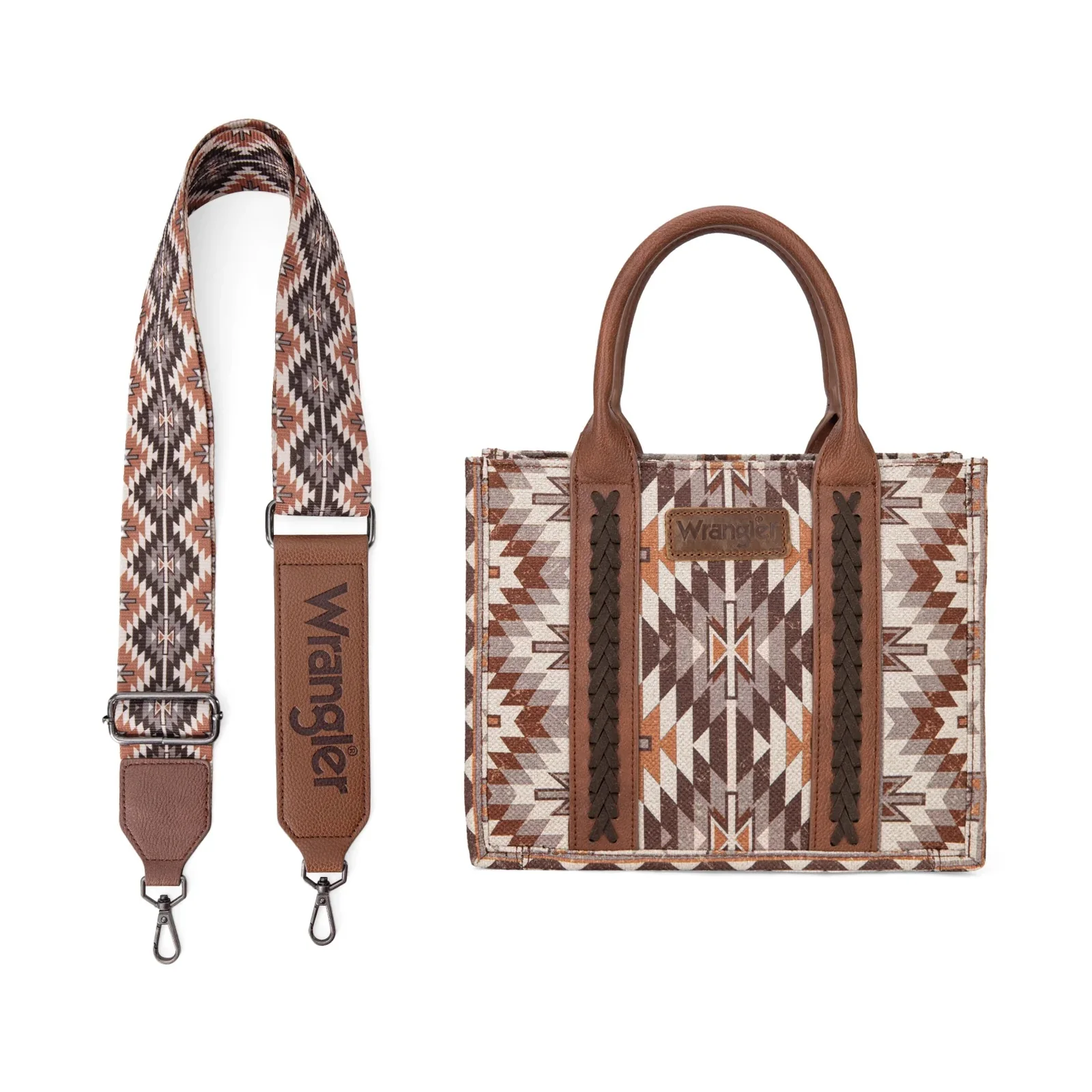 Wrangler Southwestern Pattern Dual Sided Print Tote Crossbody - Image 8
