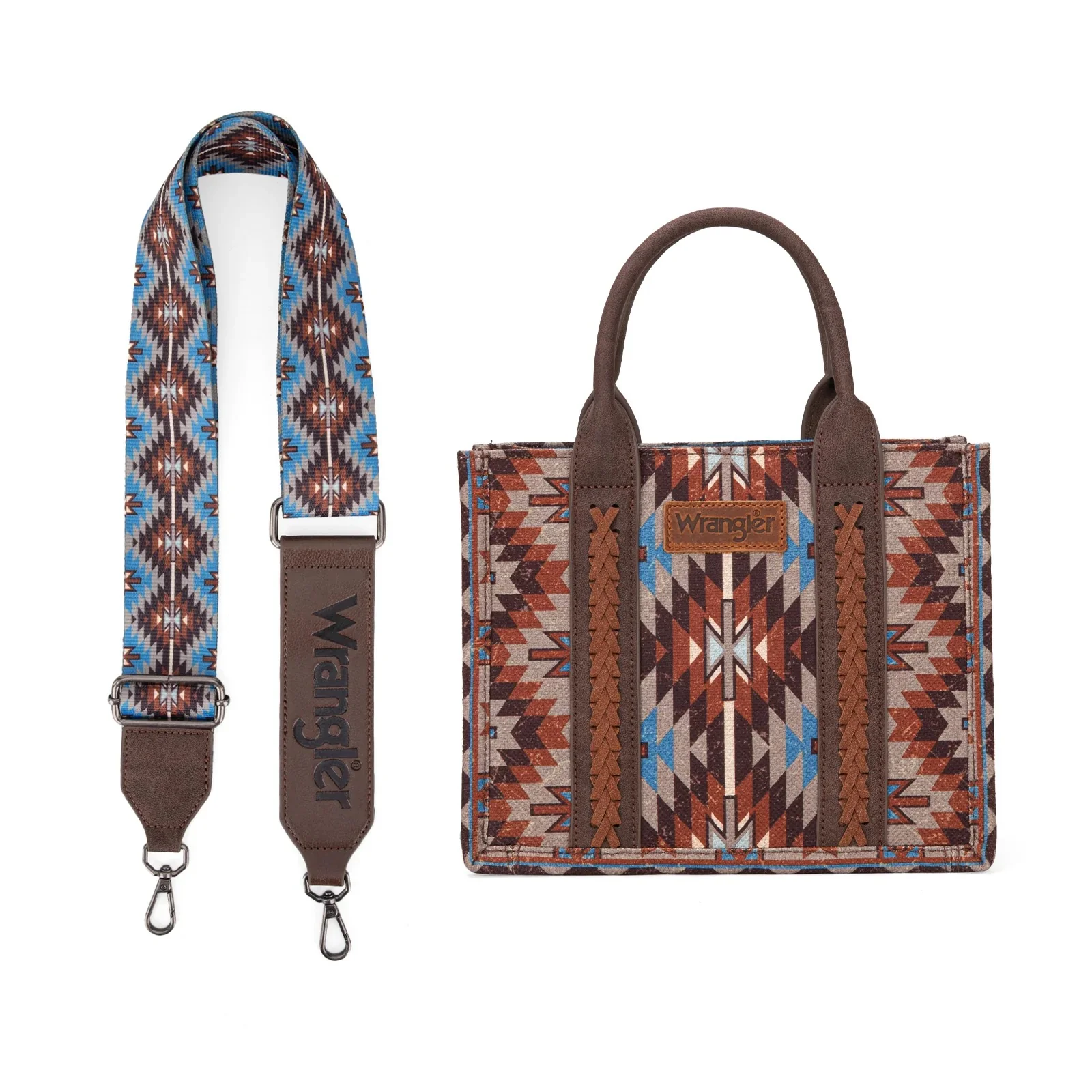 Wrangler Southwestern Pattern Dual Sided Print-Tote/Crossbody - Image 8
