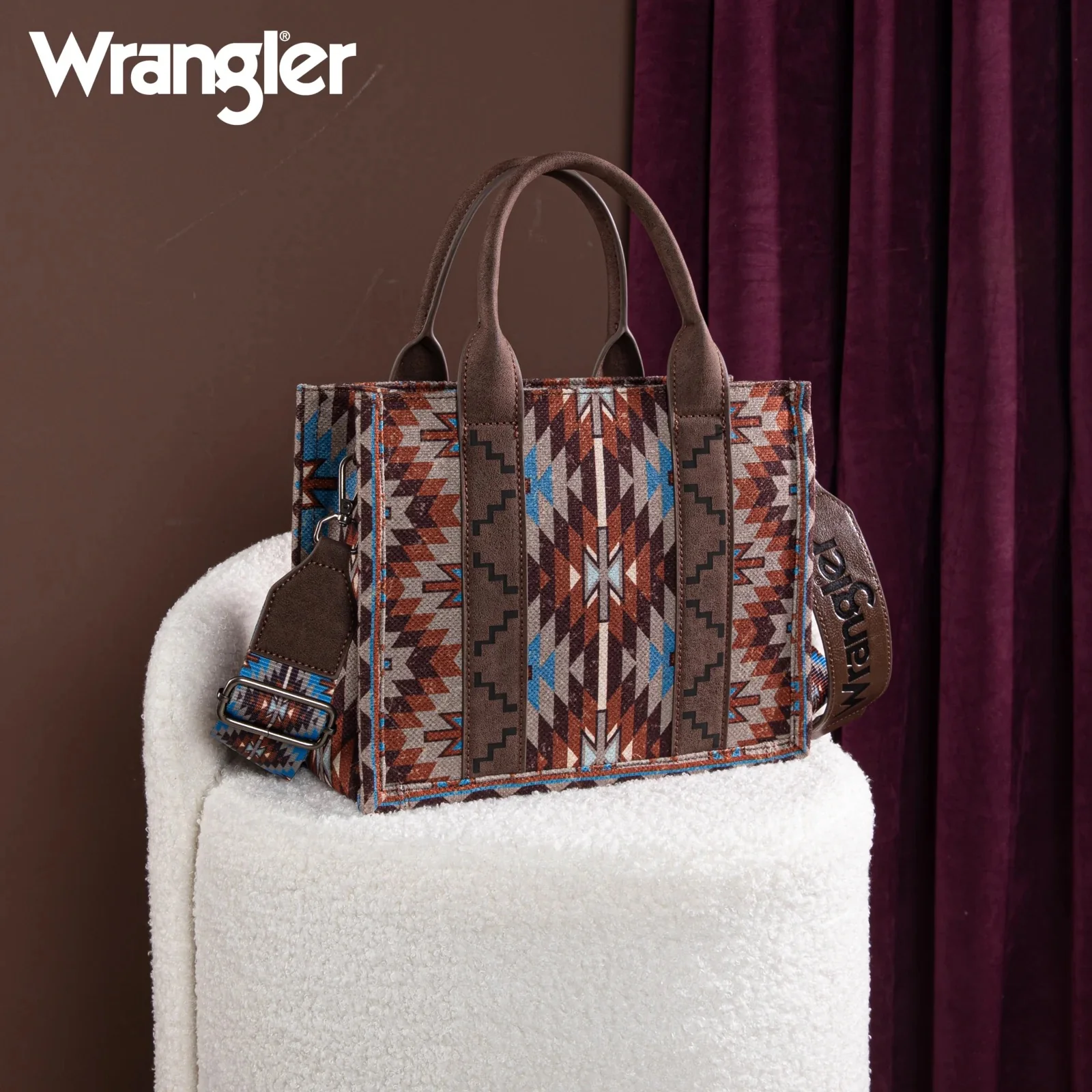 Wrangler Southwestern Pattern Dual Sided Print-Tote/Crossbody - Image 9