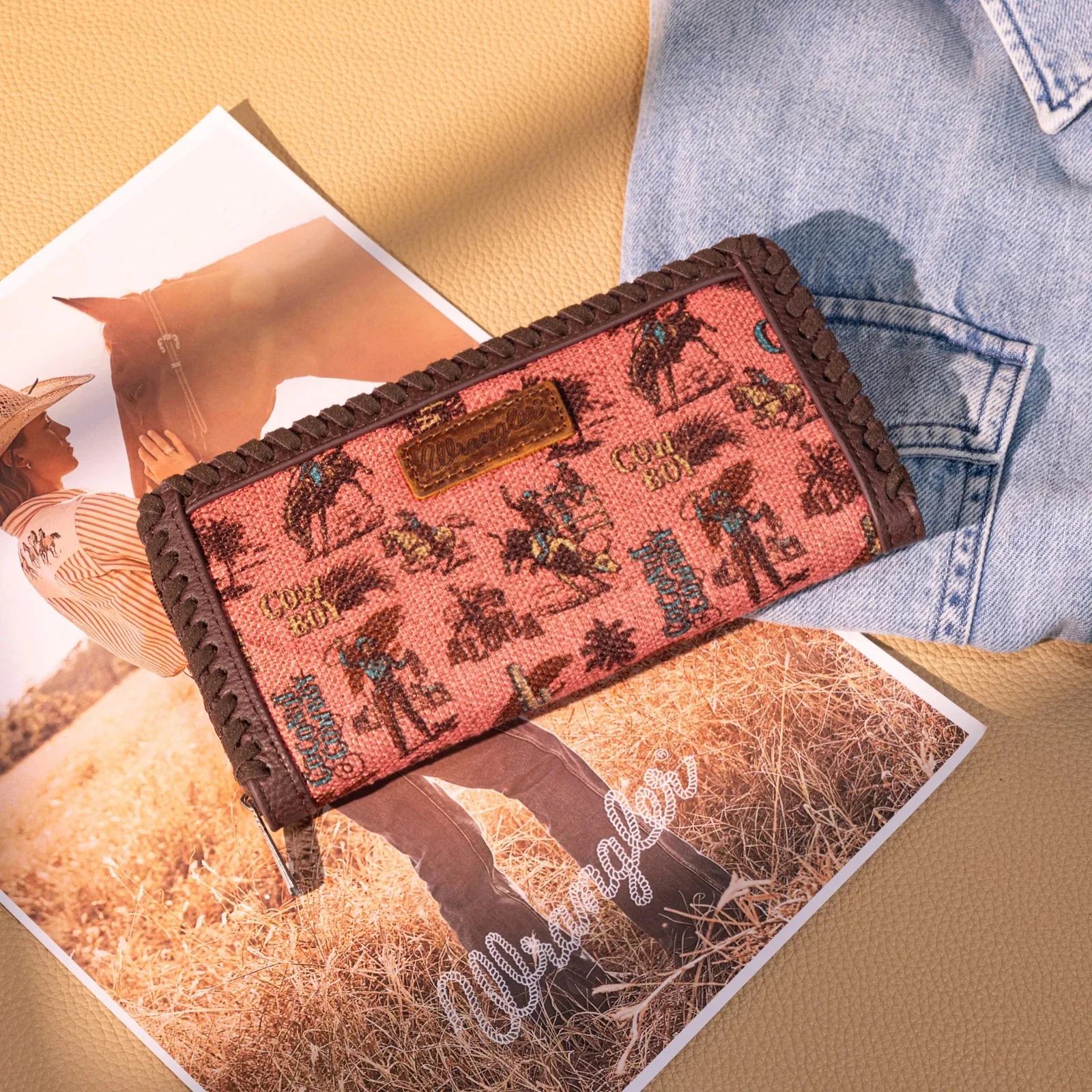 Wrangler Vintage Retro Cowboy Cool Print Wallet