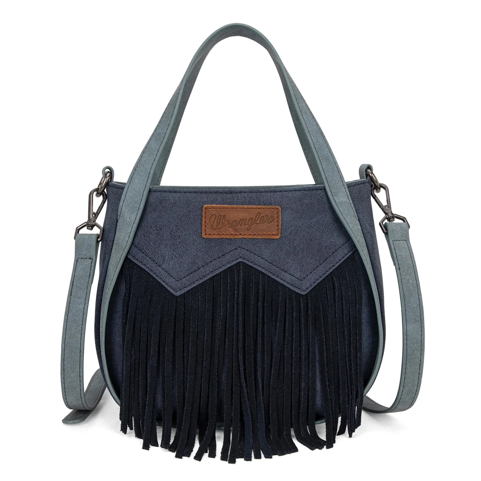 Wrangler "W" Stitch Fringe Two Tone Tote/Crossbody - Image 3