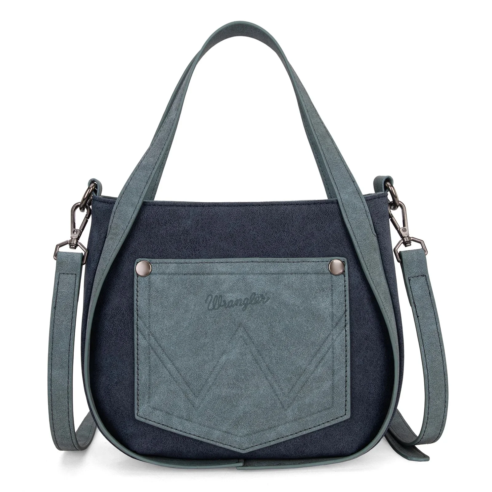 Wrangler "W" Stitch Fringe Two Tone Tote/Crossbody - Image 5