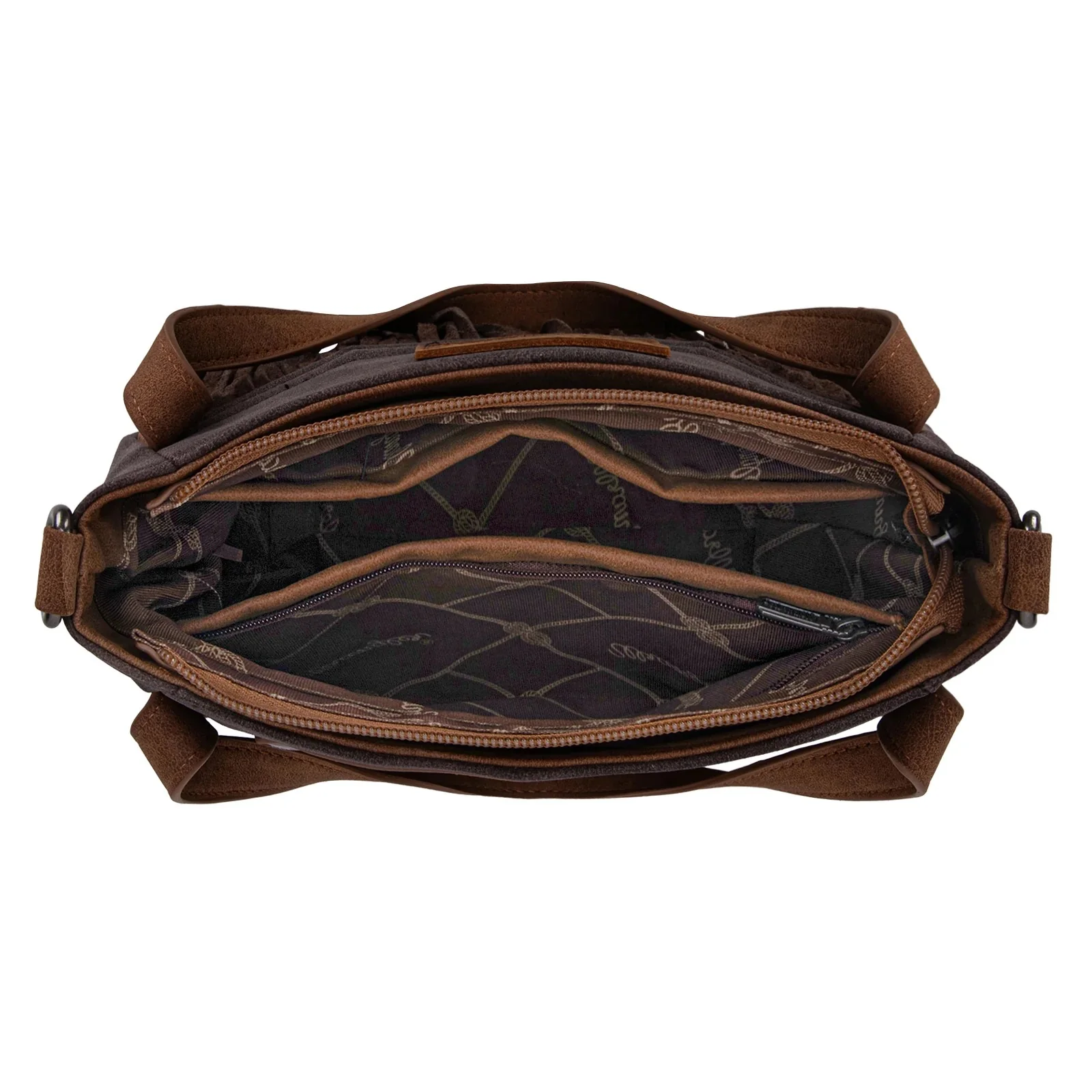 Wrangler "W" Stitch Fringe Two Tone Tote/Crossbody - Image 5