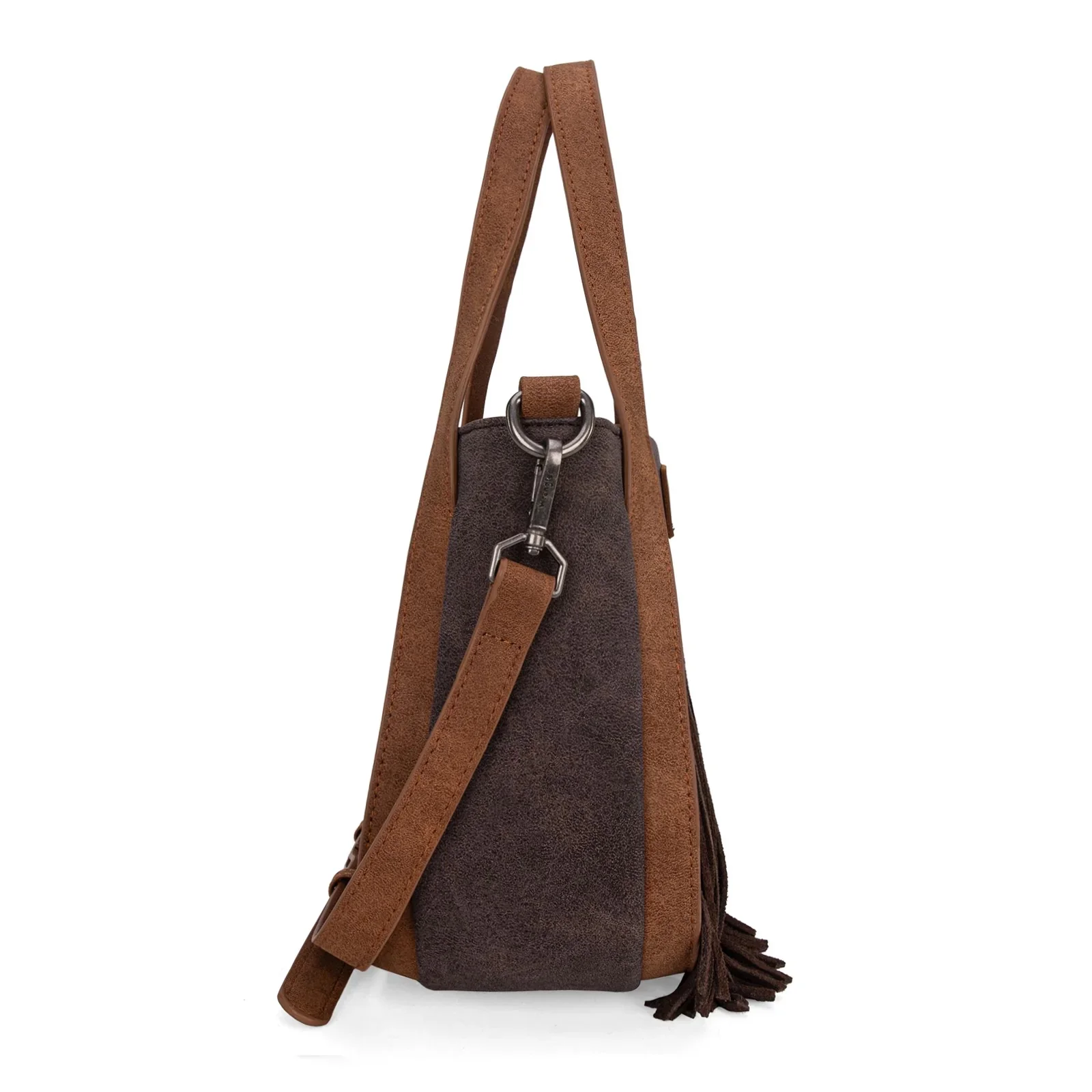 Wrangler "W" Stitch Fringe Two Tone Tote/Crossbody - Image 6