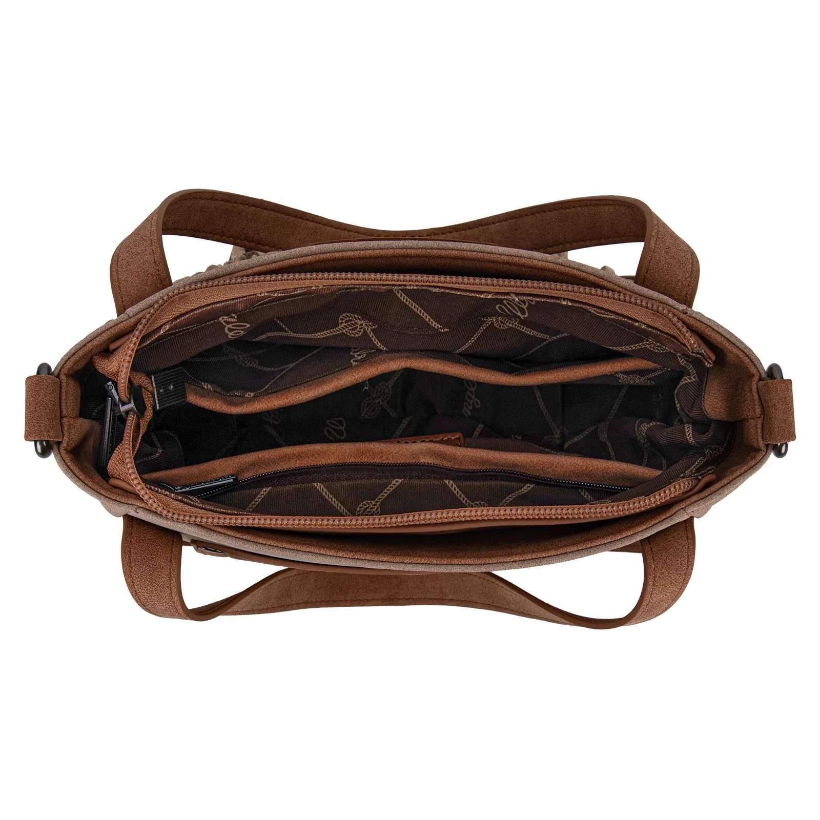 Wrangler "W" Stitch Fringe Two Tone Tote/Crossbody - Image 7