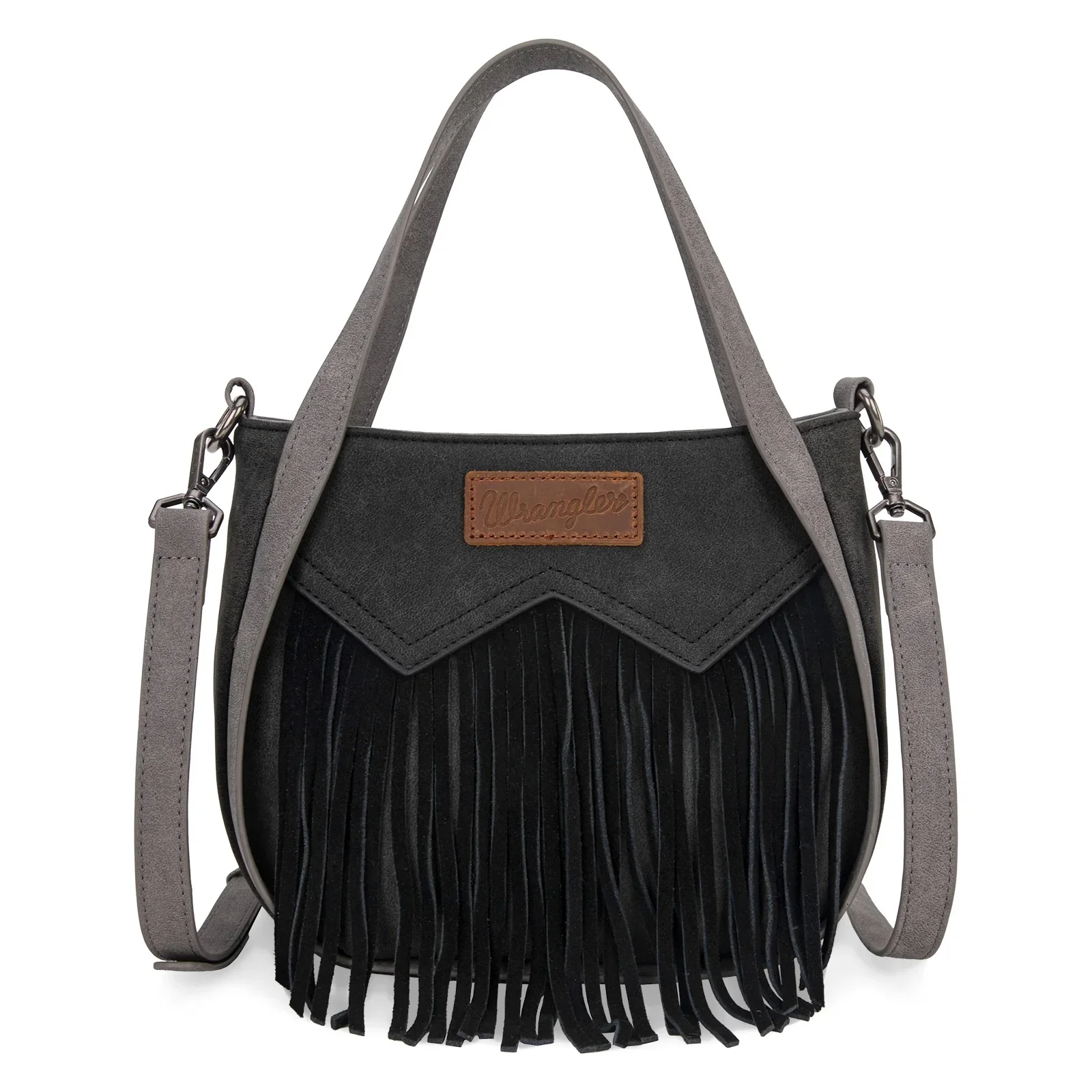 Wrangler "W" Stitch Fringe Two Tone Tote/Crossbody - Image 3