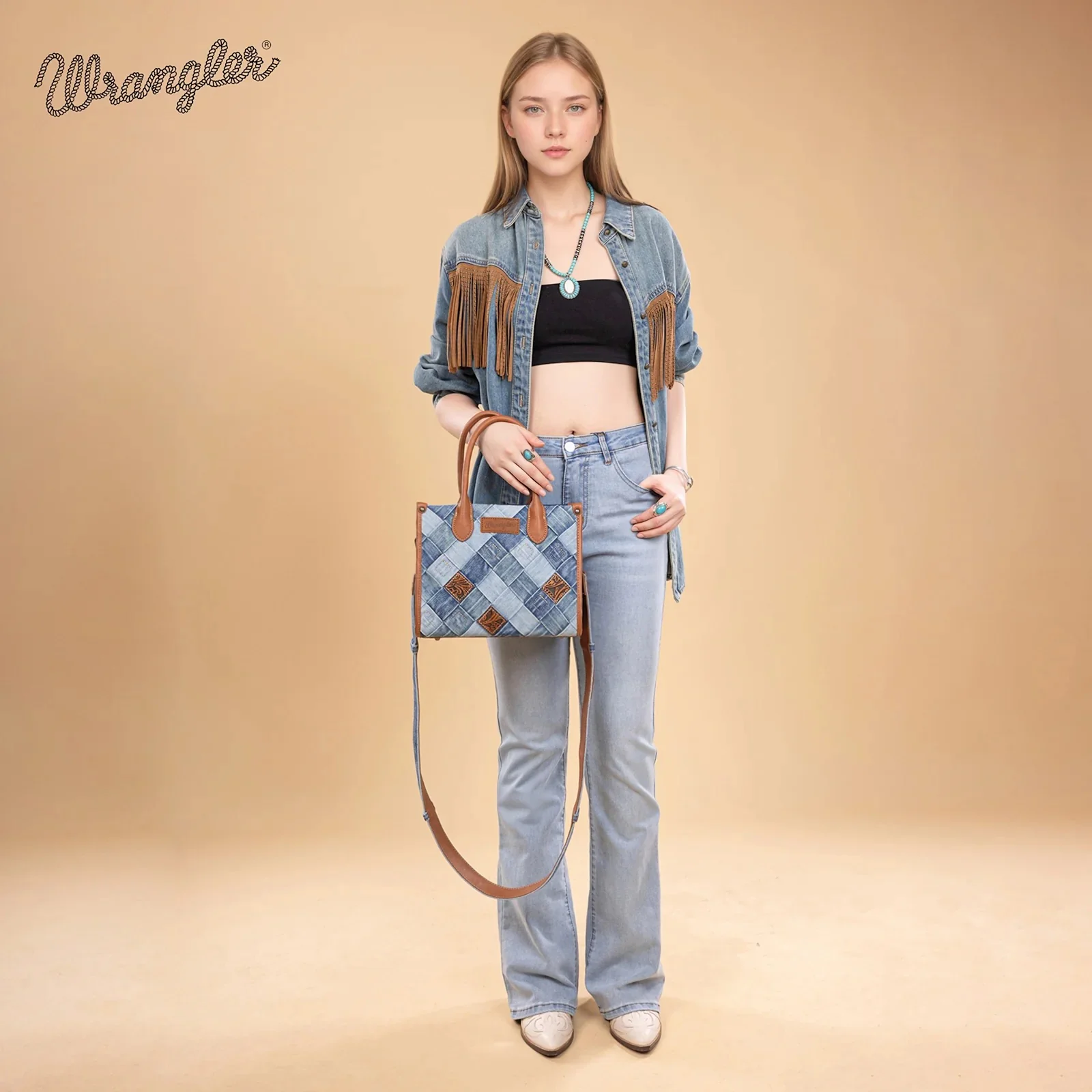 Wrangler Woven Denim Concealed Carry Tote/Crossbody - Image 2
