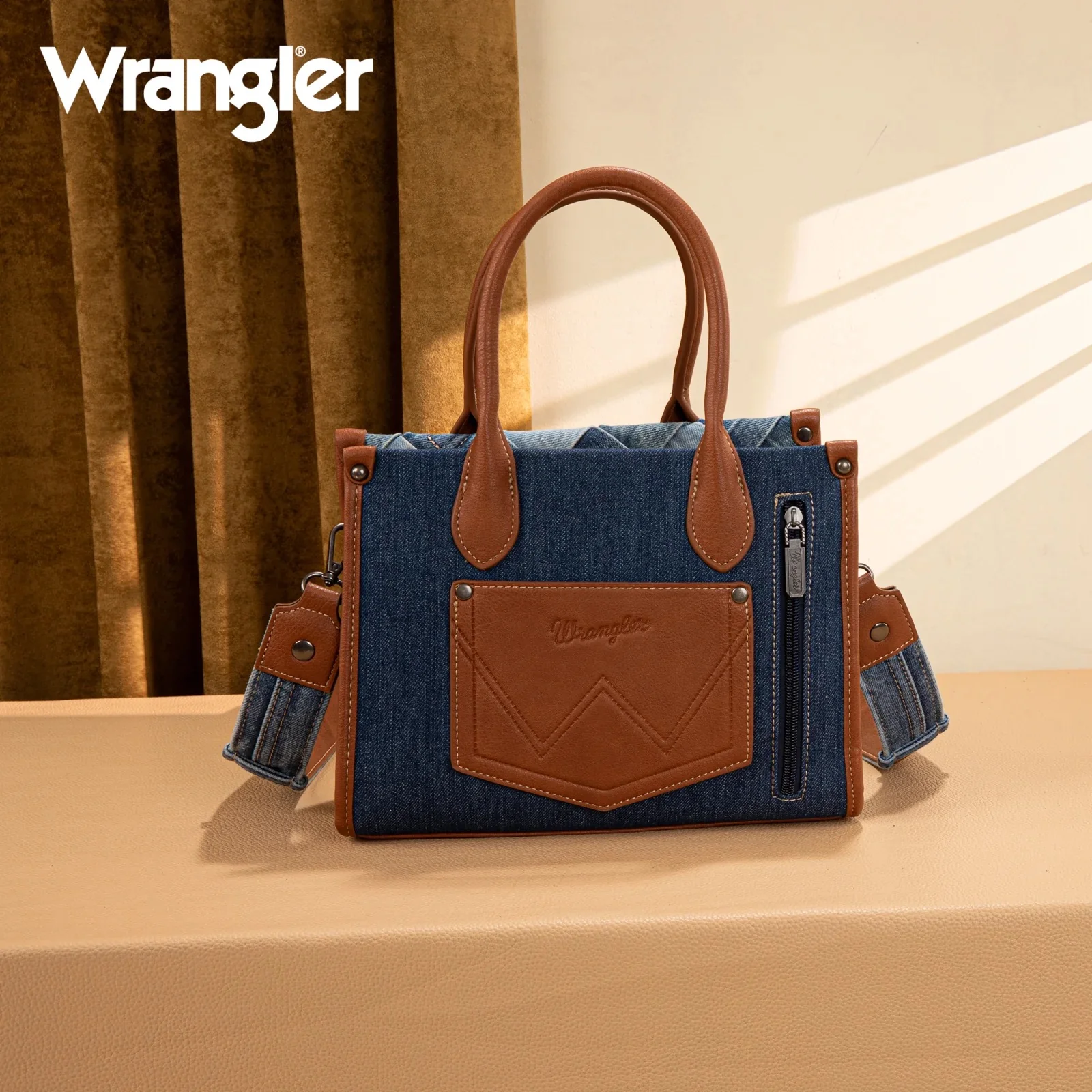Wrangler Woven Denim Concealed Carry Tote/Crossbody - Image 4